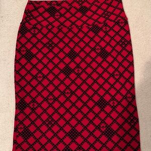 LuLaRoe Red and Black Patterned Women's Skirt